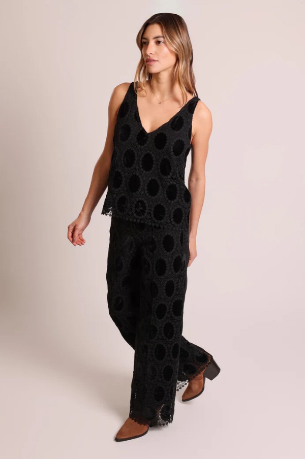 pantalones tipo encaje negros