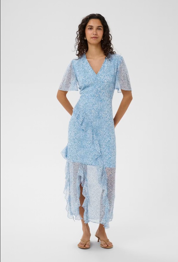 vestido midi estampado azul