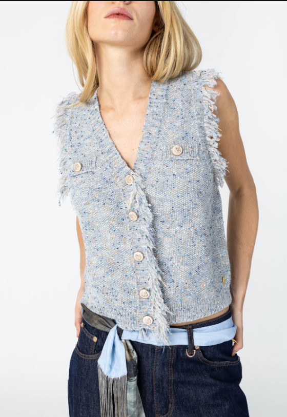 chaleco sin mangas estilo chanel